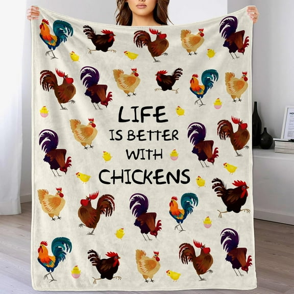 Chicken Blanket for Girl, Cute Chicken Flannel Blanket for Adult Women Kids 60"x50" Chick Rooster Decorative Throw Blankets Cozy Soft Plush Blanket Funny Farm Animal Chick Fleece Blankets Gift