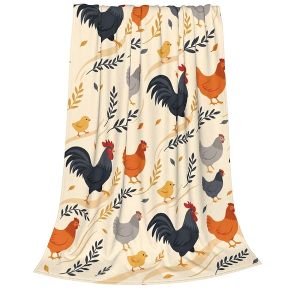 Chicken Blanket, Rooster Chicken Flannel Throw Blanket, Gifts for Kids Girls Boys Adults Women and Men, Super Soft Cozy Plush Blanket, Home Decor 50x40