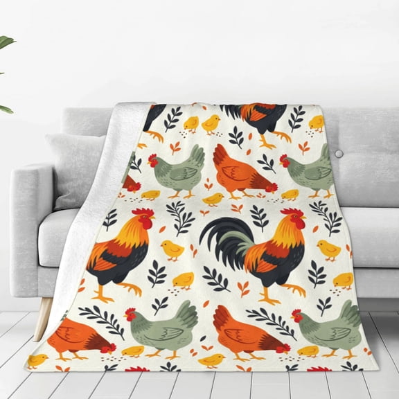 Chicken Blanket, Rooster Chicken Flannel Throw Blanket, Gifts for Kids Girls Boys Adults Women and Men, Super Soft Cozy Plush Blanket, Home Decor 50x40