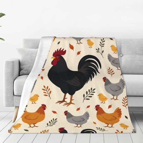 Chicken Blanket, Rooster Chicken Flannel Throw Blanket, Gifts for Kids Girls Boys Adults Women and Men, Super Soft Cozy Plush Blanket, Home Decor 50x40
