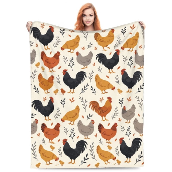 Chicken Blanket, Rooster Chicken Throw Blanket, Gifts for Kids Girls Boys Adults Women and Men, Super Soft Cozy Plush Flannel Blanket, Home Decor 50x40