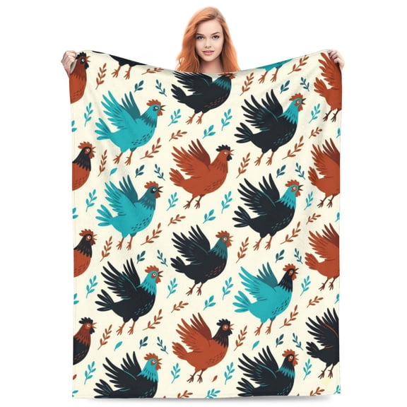 Chicken Blanket, Rooster Chicken Throw Blanket, Gifts for Kids Girls Boys Adults Women and Men, Super Soft Cozy Plush Flannel Blanket, Home Decor 50x40