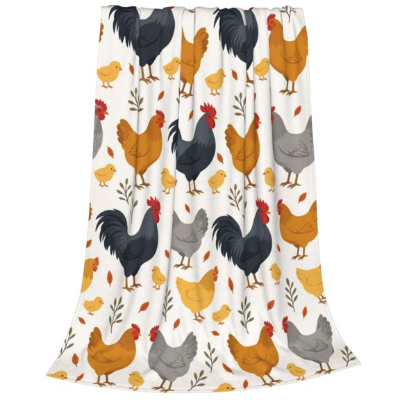 Chicken Blanket, Rooster Chicken Throw Blanket, Gifts for Kids Girls Boys Adults Women and Men, Super Soft Cozy Plush Flannel Blanket, Home Decor 50x40