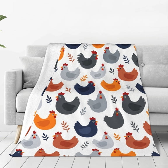 Chicken Blanket, Rooster Chicken Throw Blanket, Gifts for Kids Girls Boys Adults Women and Men, Super Soft Cozy Plush Flannel Blanket, Home Decor 50x40