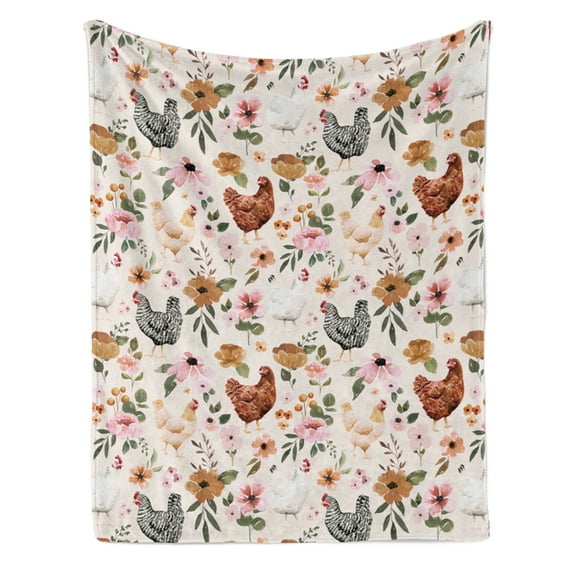 Chicken Blanket Rooster Hen Decor Throw Blanket Super Warm Soft Plush Lightweight Fleece Flannel Winter Blanket Chicken Gifts for Girls Boys Baby Kids Women Couch Bedding