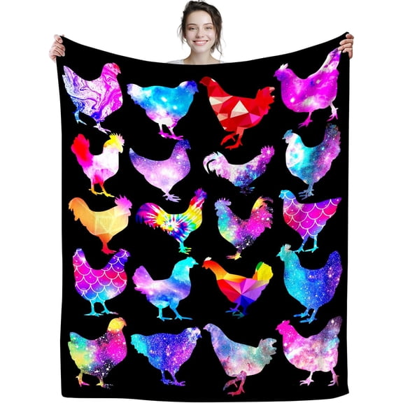Chicken Blanket Soft Funny Flannel Plush Rooster Chickens Throw Blankets Gifts for Kids Girls Lovers Adults Women 80"x60"