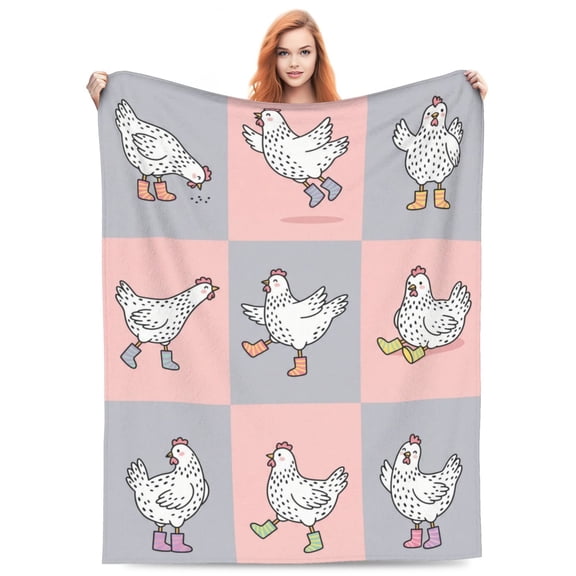 Chicken Blanket, Super Soft Warm Fluffy Flannel Hen Animal Throw, Cozy Plush Gift for Women Kids Boys Girls Adults 50x40