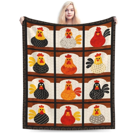 Chicken Blanket Super Soft Warm Fluffy Fleece Flannel Rooster Animal Throw Blanket Cozy Fuzzy Plush Stuff Bedding Blankets Gifts for Women Adults 50x40