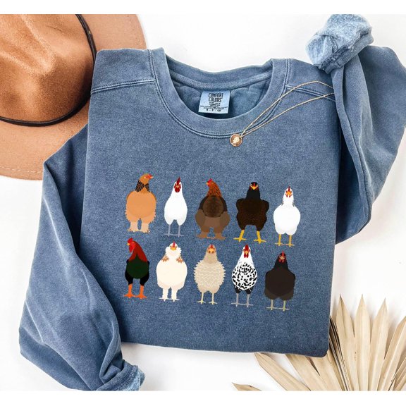 Chicken Breeds Sweatshirt: Farmer Animal Crewneck All Size S-5Xl Sweatshirt All Size S-5XL