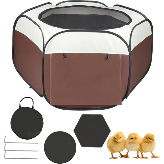 Chicken Brooder Box for Chick Starter Kit - 2026 Upgrade Double Door Chicks Brooder Pen/Chickens Playpen/Chick Tent Baby Chickens Supplies Up to 15 Baby Chicks,Duck,Quail