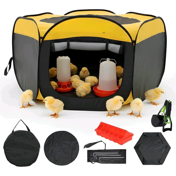 Chicken Brooder Box for Chick Starter Kit - 45" Brooder Box for Chicks - Large Chicken Brooder and Pet Tent with Feeder, Waterer, and Cleaner for Indoor Use