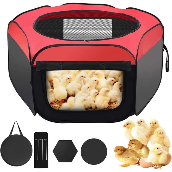 Chicken Brooder Box for Chick Starter KitDouble Door Chick Brooder Pen/Chicken Playpen/Brooder Box for Chicks Chicken Nesting Box Supplies Up to 15 Baby Chicks,Duck,Quail