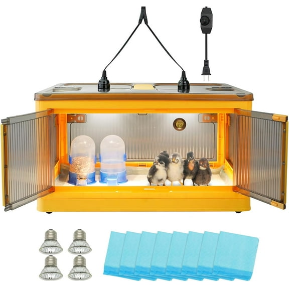 Chicken Brooder Box for Chicks, Brooder Heater Warms up to 20 Chicks with Feeder and Waterer, Poultry Breeding Box Suitable for Chick Duckling Parrot Lizard (Large)