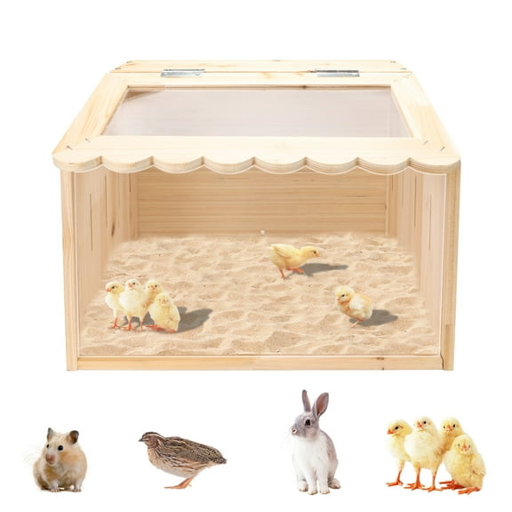 Chicken Brooder Box, Large Wooden Brooder Box for Chicks, Chick Brooder Baby Chicken Supplies, Animal Playpen with Top for Chickens, Ducks, Quails, Hamsters