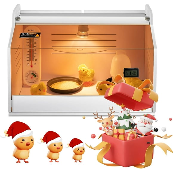 Chicken Brooder Box for Chicks, Quail Brooder with Heating Lamp, 2 Mode Thermometers Warms Up to 10 Chicks for Duckling Parrot Lizard