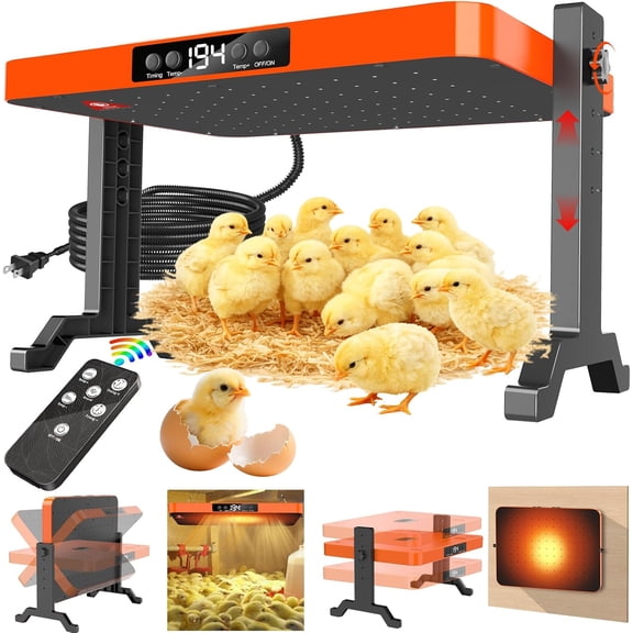 Chicken Brooder Heater,200 Watts Smart Chicken Coop Heater with Overheating Protection,Poultry Brooder for 24 Chicks with Timer & Temp Controllers,Large Egg Incubator with Heater,UL-Compliant
