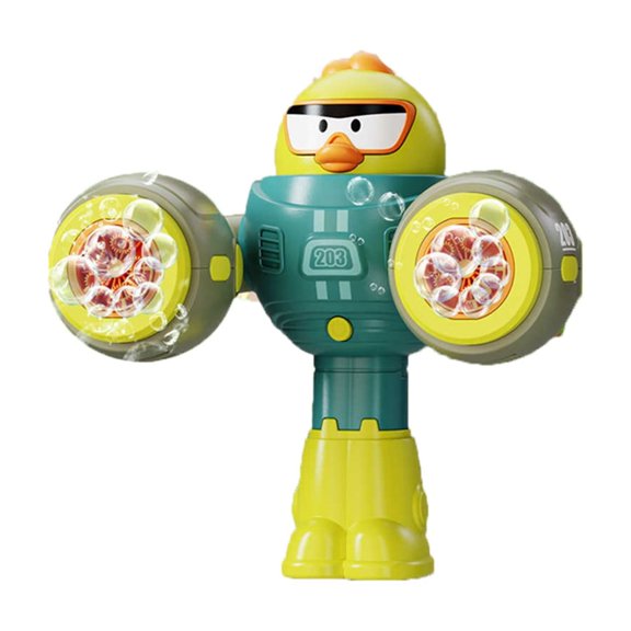 Chicken Bubble Machine, Electric Bubble Blower with Rotating Fan and Colorful Lights, Full-Automatic Bubble Maker with Rechargeable Battery (Green)