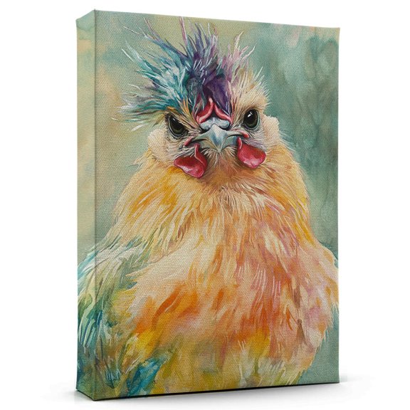 Chicken Buff Silkie Canvas Wall Art Animal Decor, Chicken Buff Silkie Canvas Prints Wild Animal Artwork for Living Room Bedroom Office 190HD206