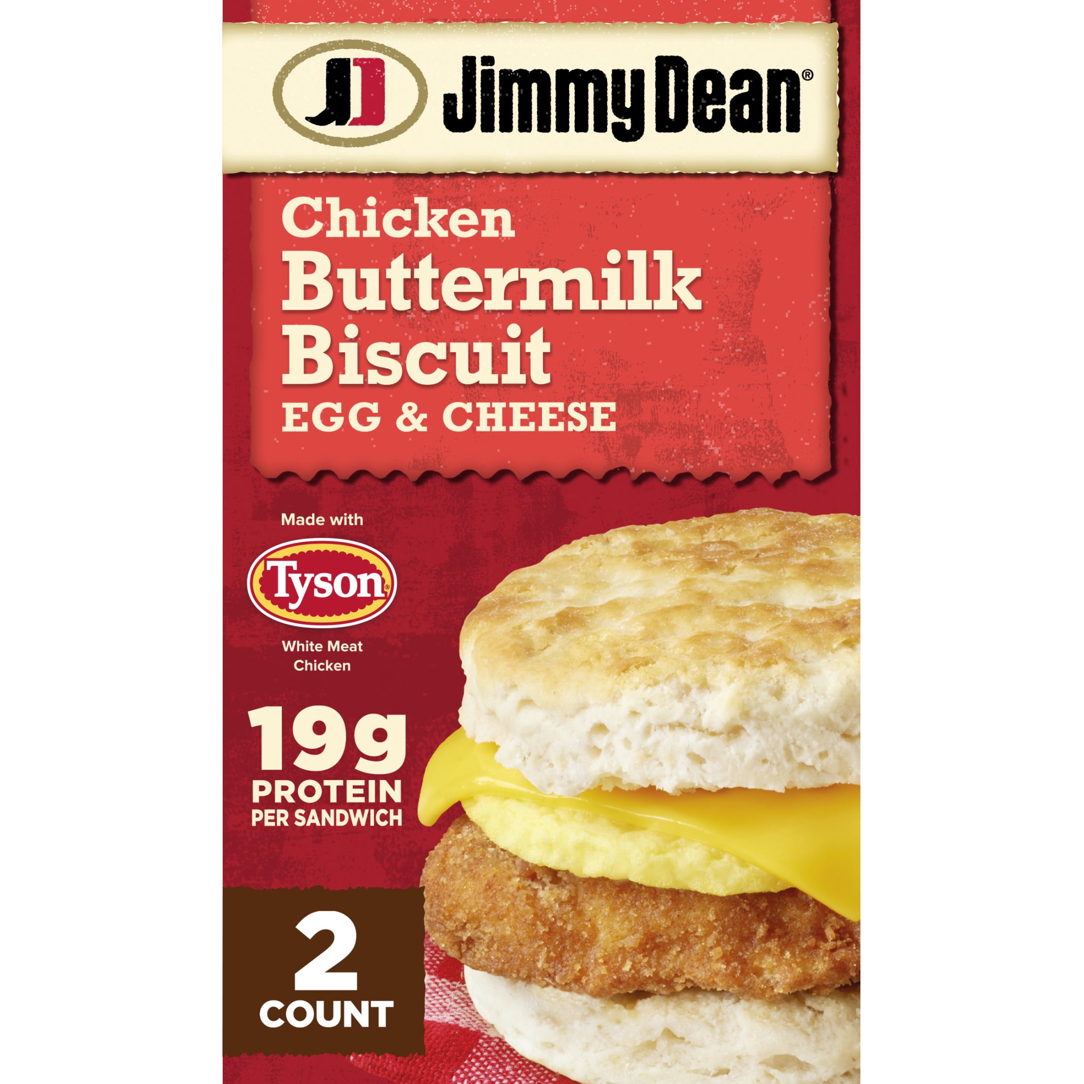 Jimmy Dean Chicken Buttermilk Biscuit Egg & Cheese, 11 oz, 2 Count (Frozen)