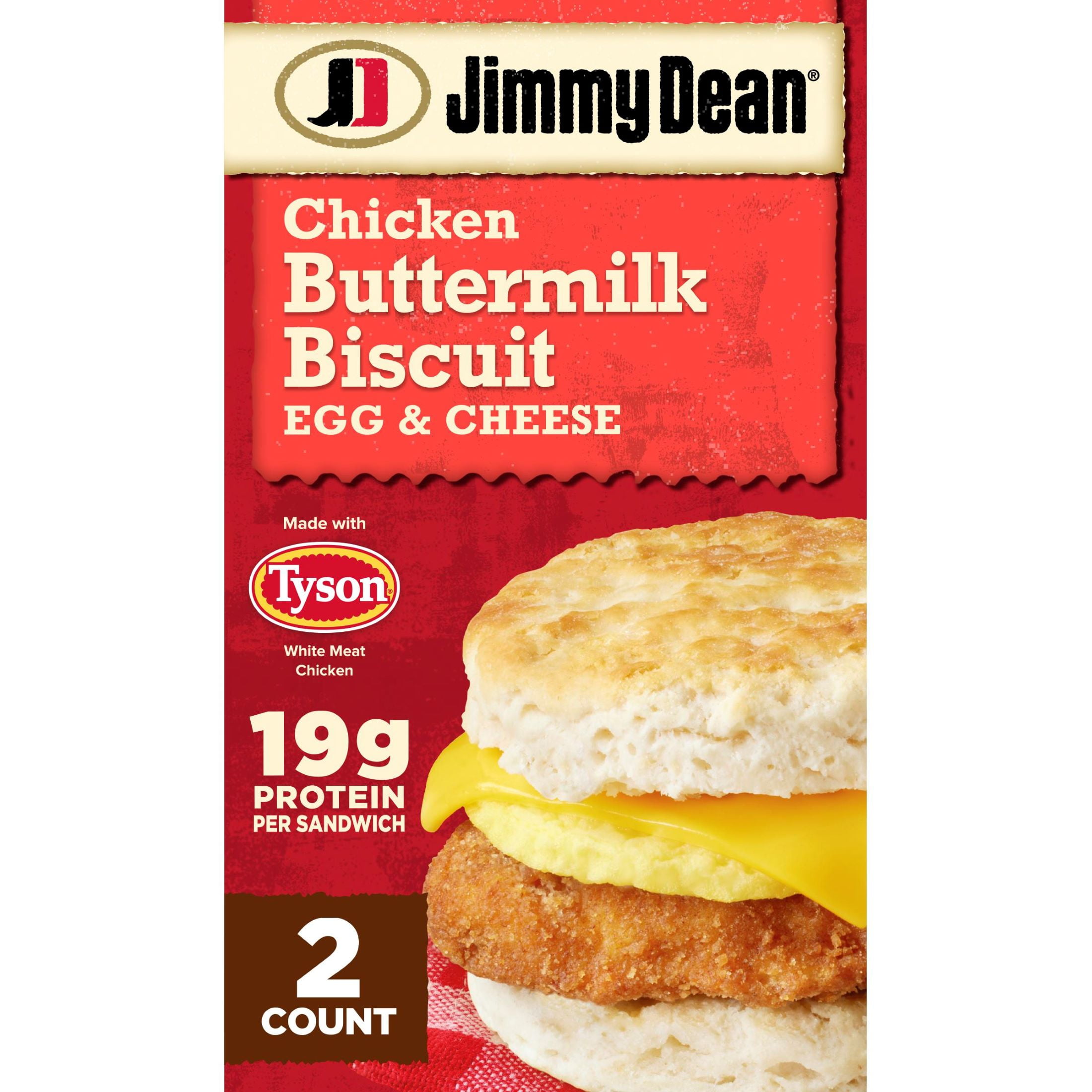Jimmy Dean Chicken Buttermilk Biscuit Egg & Cheese, 11oz, 2 Count (Frozen)