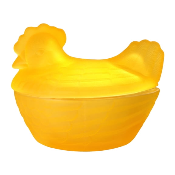 Chicken Candy Dish with Lid,Crystal Glass Candy Dish, Candy Jar Snack Bowl Cookie Jar Hen Shape Easter Candy Buffet Jars Kitchen Storage Jar for Office Desk Home Kitchen Tabletop(Yellow)