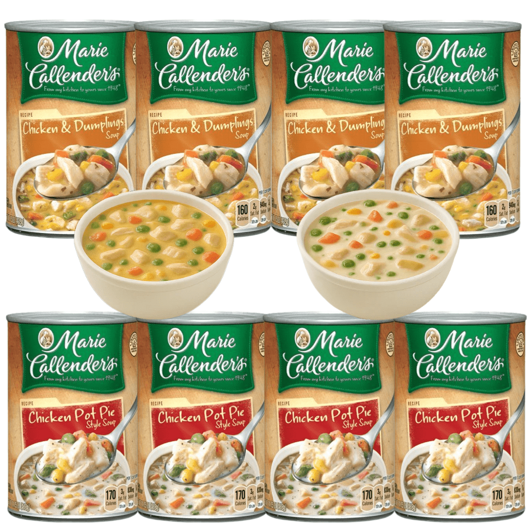 Chicken Canned Variety 8 Pack – Marie Callender Pot Pie Style & Dumplings, 15 oz Cans – Hearty Meal, Ready to Eat, Pantry Essential, Comfort Food for Home or Office