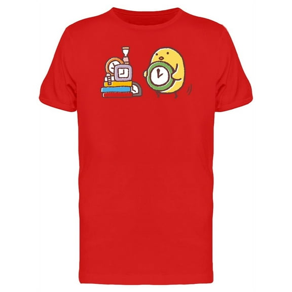 Chicken Carrying Clocks Cartoon T-Shirt Men -Image by Shutterstock, Male 3X-Large