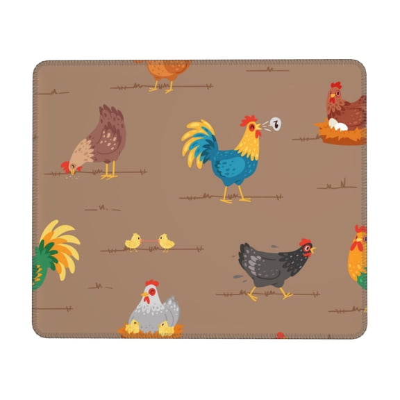 Chicken Cartoon Chick Hen Music Mouse Pad Non-Slip Rubber Gaming Mousepad Rectangle for Computers Laptop 10 x 12 inch