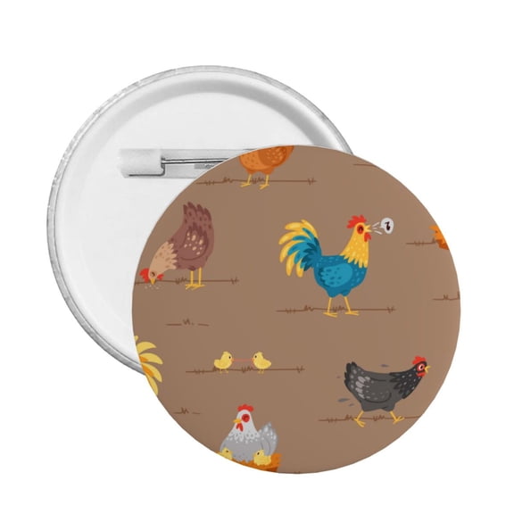 Chicken Cartoon Chick Hen Music Round Button Pin Badge 5PCS Pinback Buttons Lapel Pin for Jacket, Backpack, Hat, Party Favor, Gift