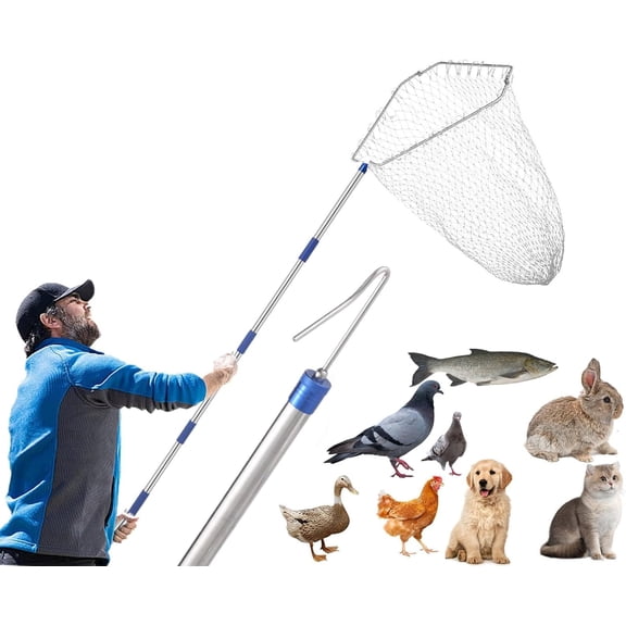 Chicken Catching Net ,Extendable from 33" to 75" Chicken Catcher Leg Hook | Animal Net, Made of Stainless Steel Tube, Suitable for Catching Duck, Goose, Skunk, Bat and, Bird Net & Fish Net