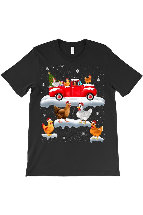 Chicken Chickens Driving Christmas Tree Red Truck Chicken Christmas G32805 Unisex T-Shirt, Up to Size 5XL
