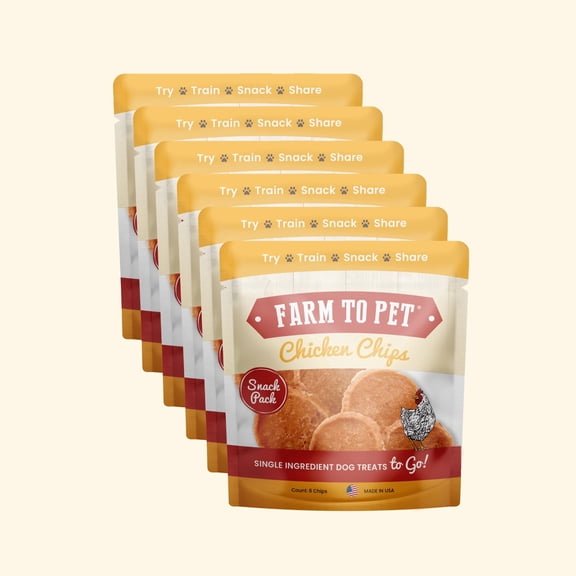Farm to Pet Chicken Chip Snack Pack Bundles, 6 Pack of Dog Treats