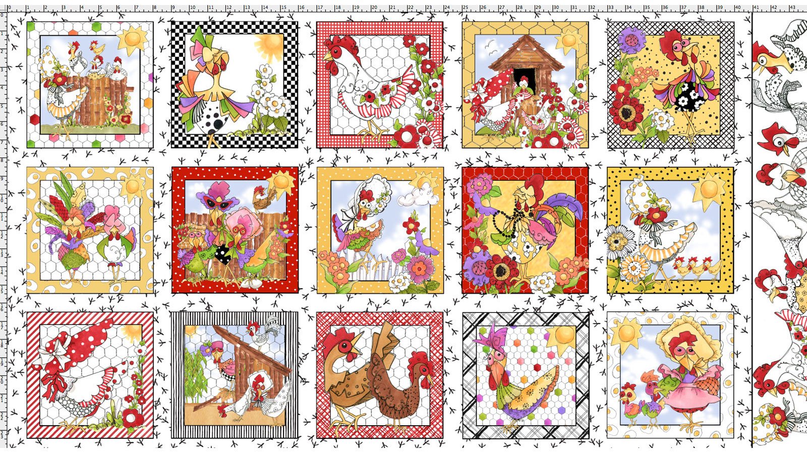 Chicken Chique Fabric Panel