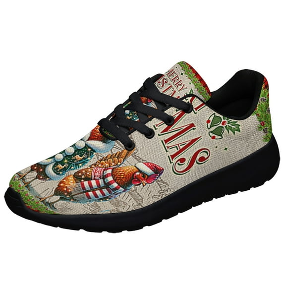 Chicken ChriStas Three Hens With Light Vintage Shoes Sneakers Black Size 7.5