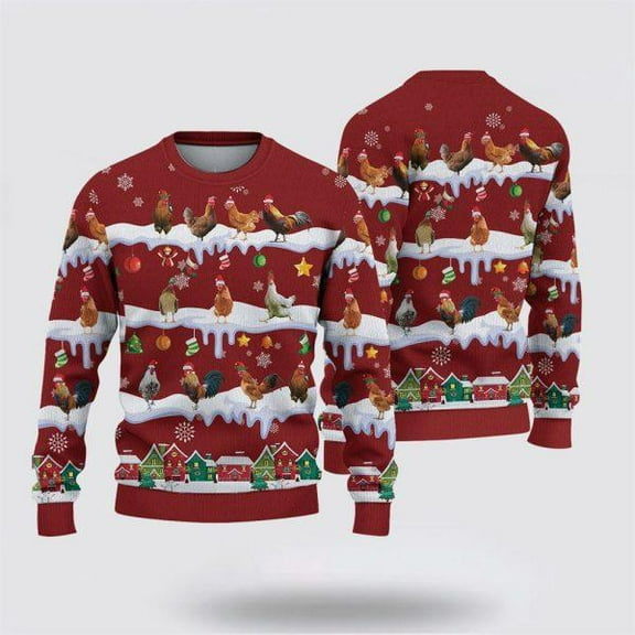 Chicken Christmas Knitted Sweater, Gifts For Farmers, Rural Lovers