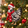 thumbnail image 1 of Chicken Christmas Ornament Acrylic Chicken with Christmas Hat Pendant Holiday Party Christmas Tree Decorations Hen Hanging Pendant Gift, 1 of 6