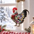 thumbnail image 1 of Chicken Christmas Ornament Acrylic Chicken with Scarf Pendant Holiday Party Christmas Tree Decorations Rooster Hanging Pendant Gift, 1 of 7