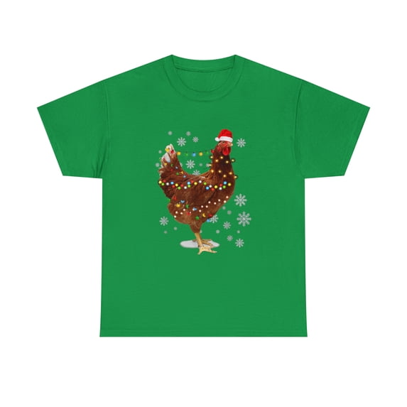 Chicken Christmas Santa Hat Lights Merry Xmas Tshirt