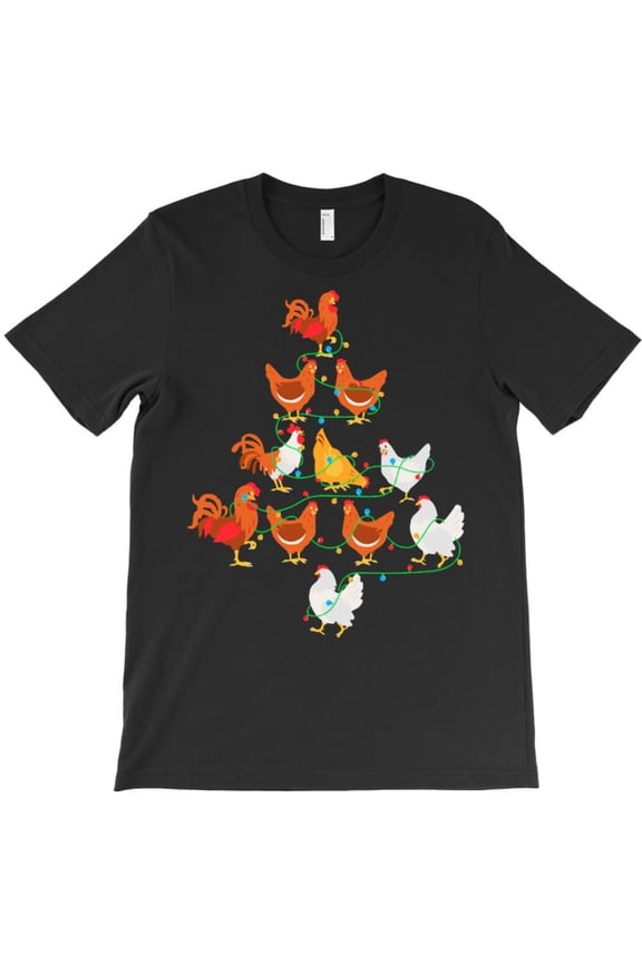 Chicken Christmas Tree Funny Holiday Farm Animal Graphic T-Shirt - Fan Favorite G6454, Up to 5XL