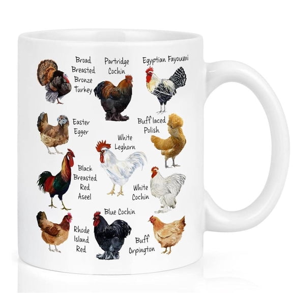 Chicken Coffee Mug Farmhouse Kitchen Decor with Rooster Hen Designs 11oz Ceramic Cup Women Men Farmhouse Gifts Birthday Christmas Halloween New Year P