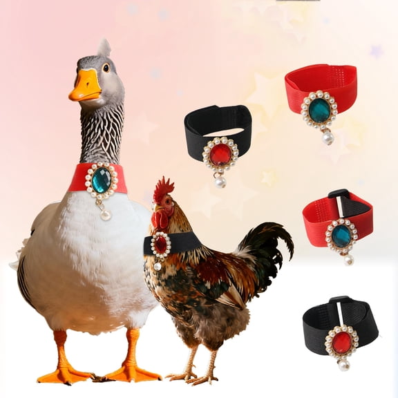 Chicken Collars Anti Noise Collars Decorative Red Buckle Poultry Collar for Roosters Hens Ducks Geese, Farm and Backyard Poultry Accessory