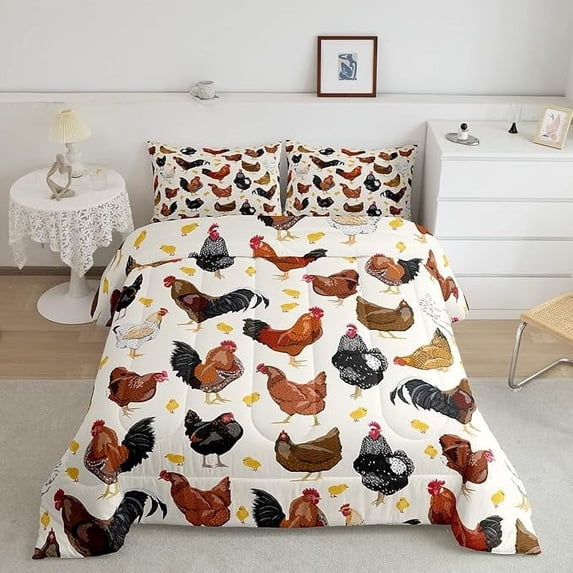Chicken Comforter Cute Chicken Pattern Comforter Set ren 3D Animals Theme Bedding Set Room Decor Quilt Set