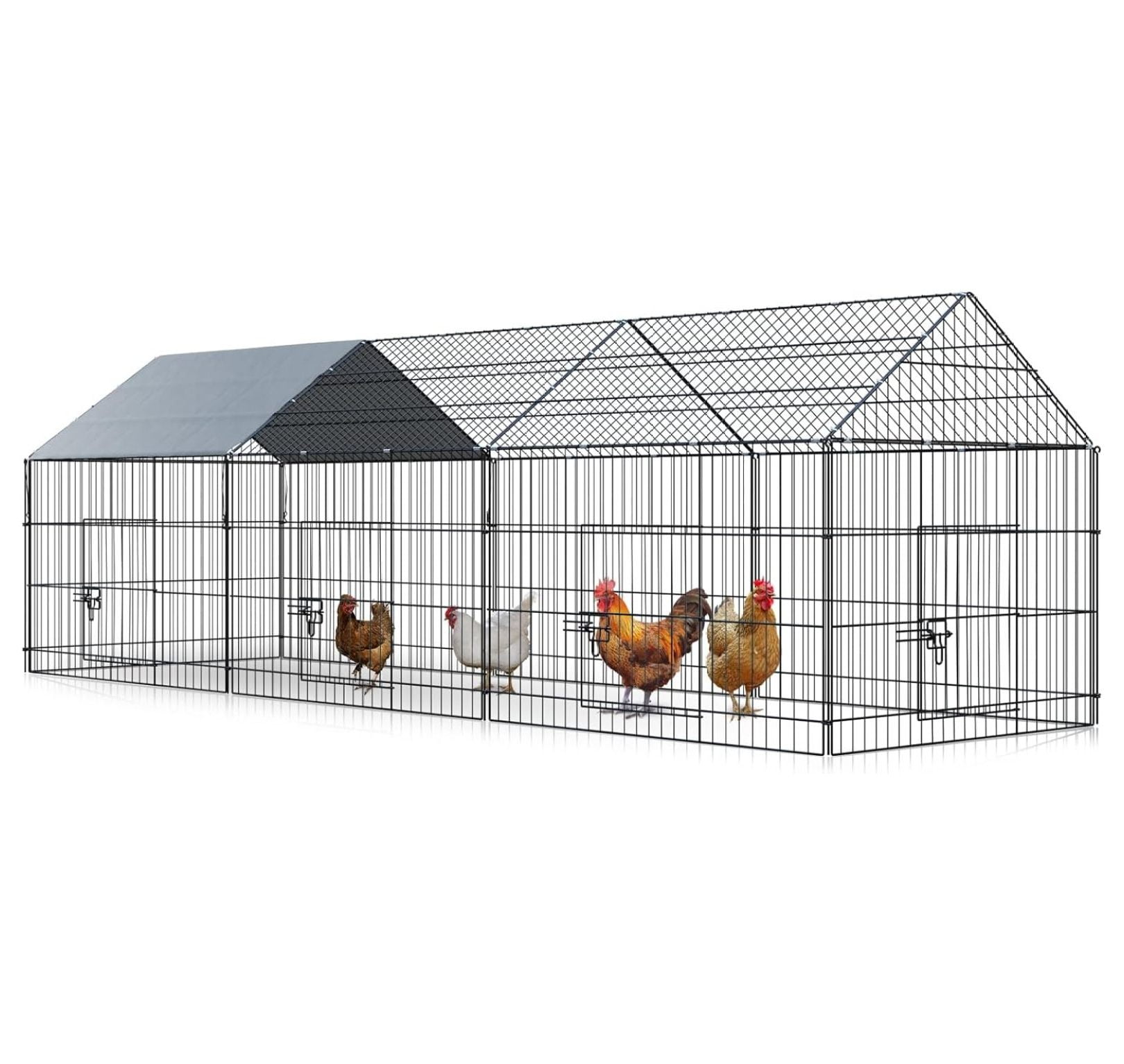 Chicken Coop 131"×41" Chicken Run for Yard Metal Chicken Pen with
