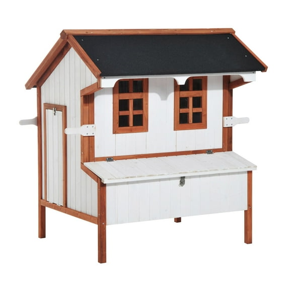 Chicken Coop 47" Wooden Hen House, Rabbit Hutch Portable Poultry Cage w/Nesting Box - White