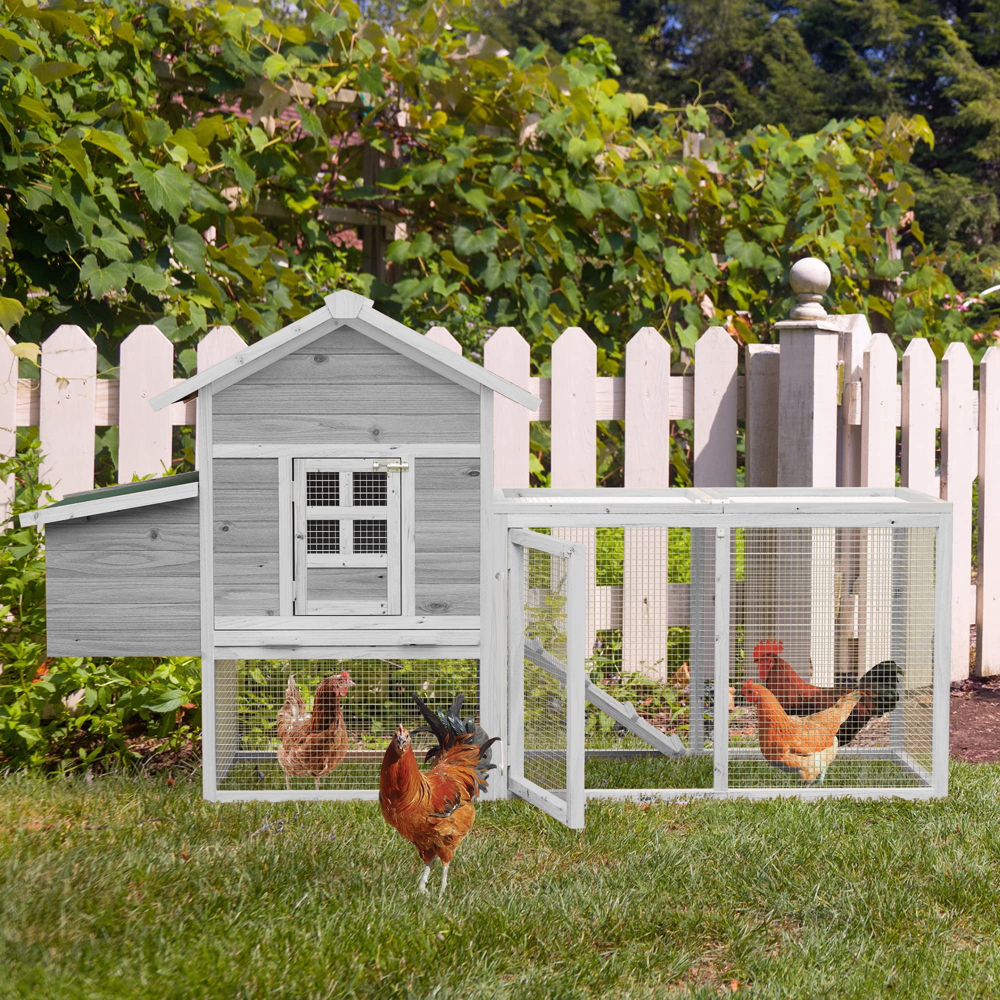 Chicken Coop for 8 Chickens Wooden Indoor Outdoor Hen Fence Chicken