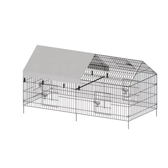 Chicken Coop 86x40 In Chicken Run Pen for Yard with Cover Outdoor Metal Portable Chicken Tractor Cage Enclosure Crate Outside for Poultry Breeding