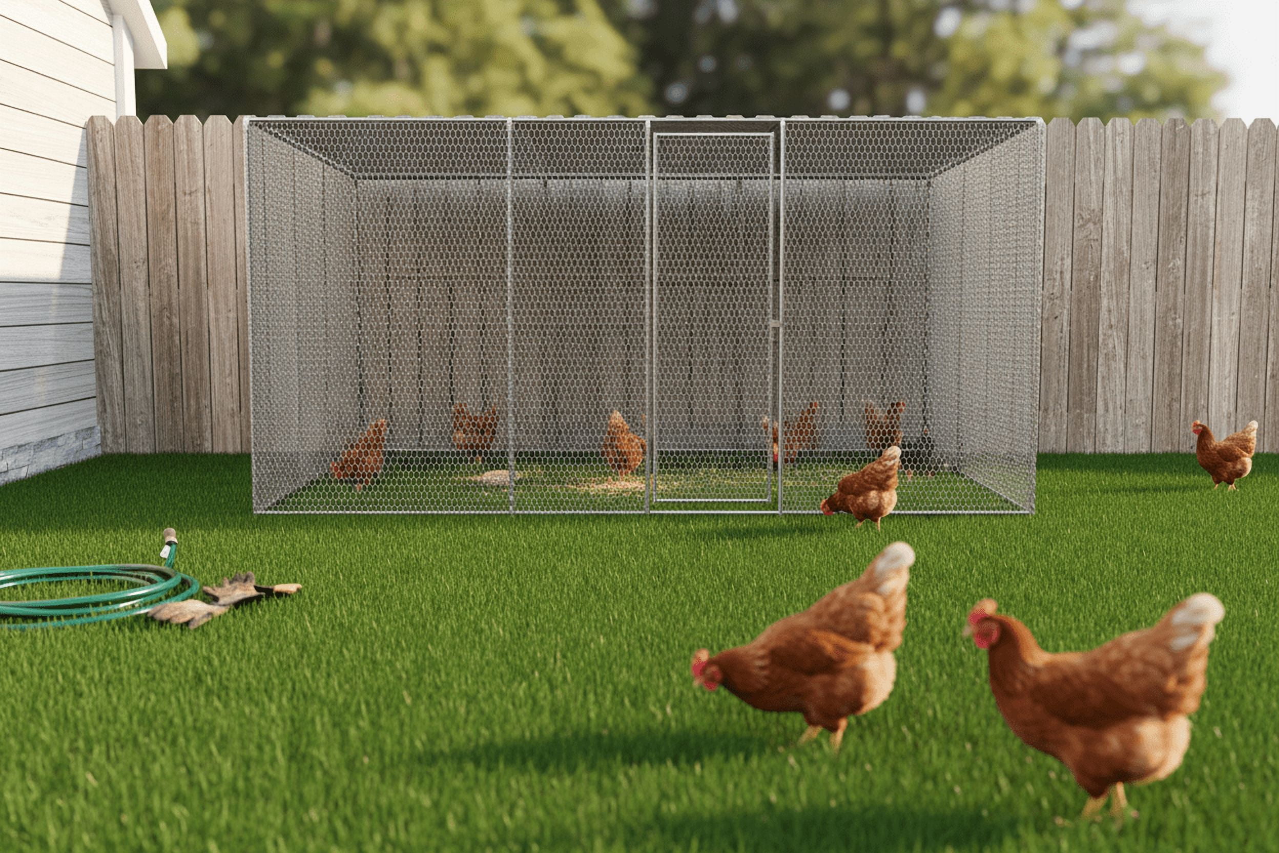 Chicken Coop, 9.8x6.5x6.5FT Chicken Run Pen for Yard