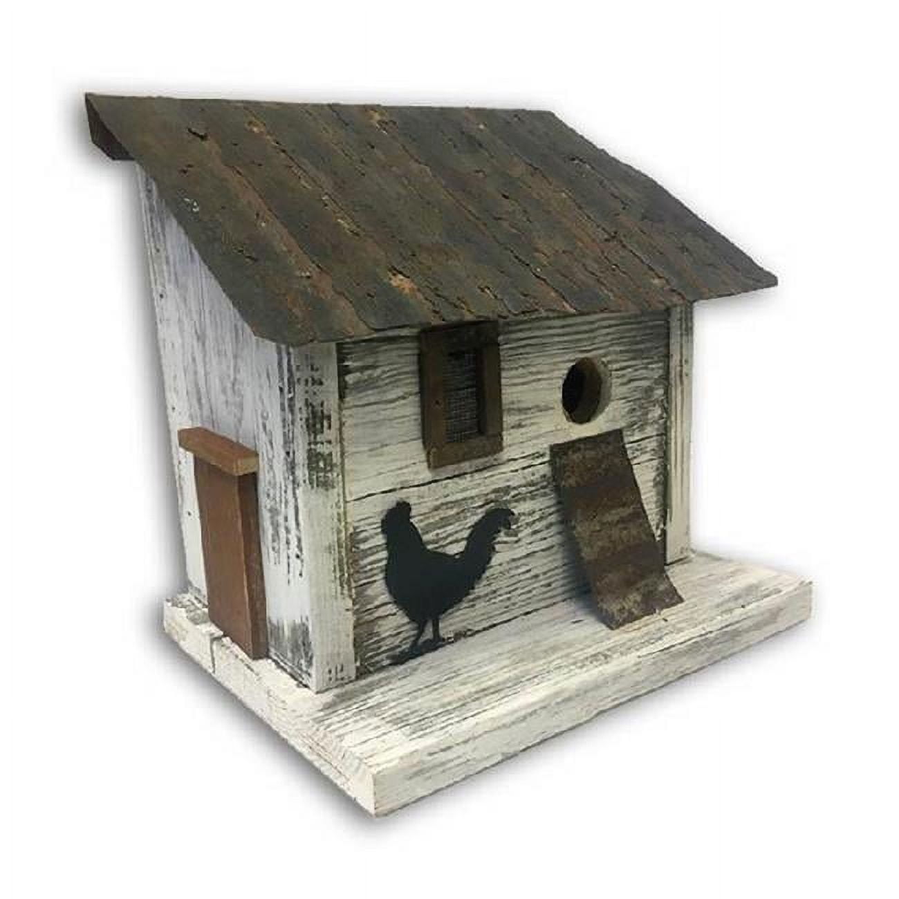 Rustic White Reclaimed Wood Chicken Coop Birdhouse