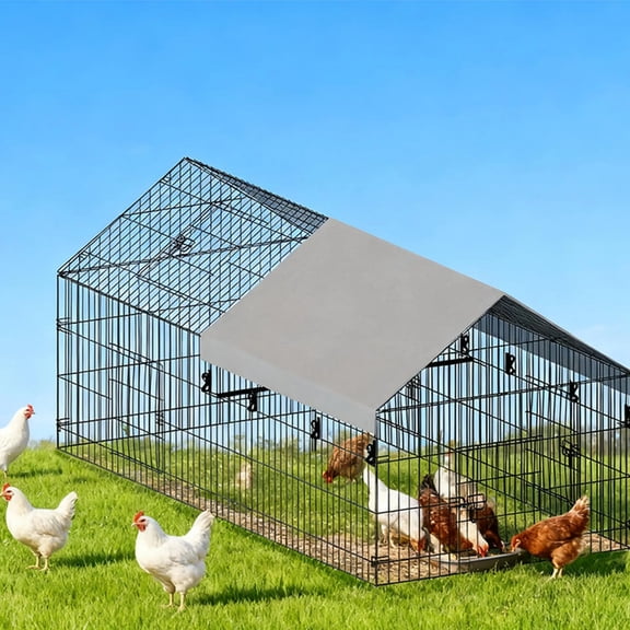 Chicken Coop, Chicken Run Pen for Yard with Cover Outdoor Metal Portable Chicken Tractor Cage Enclosure Crate Outside for Small Animals Duck Rabbit Hen 86"×40"