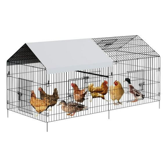 Chicken Coop, Chicken Runs for Yard with Cover Outdoor Metal Chicken Coop for Small Animals Duck Rabbit Hen